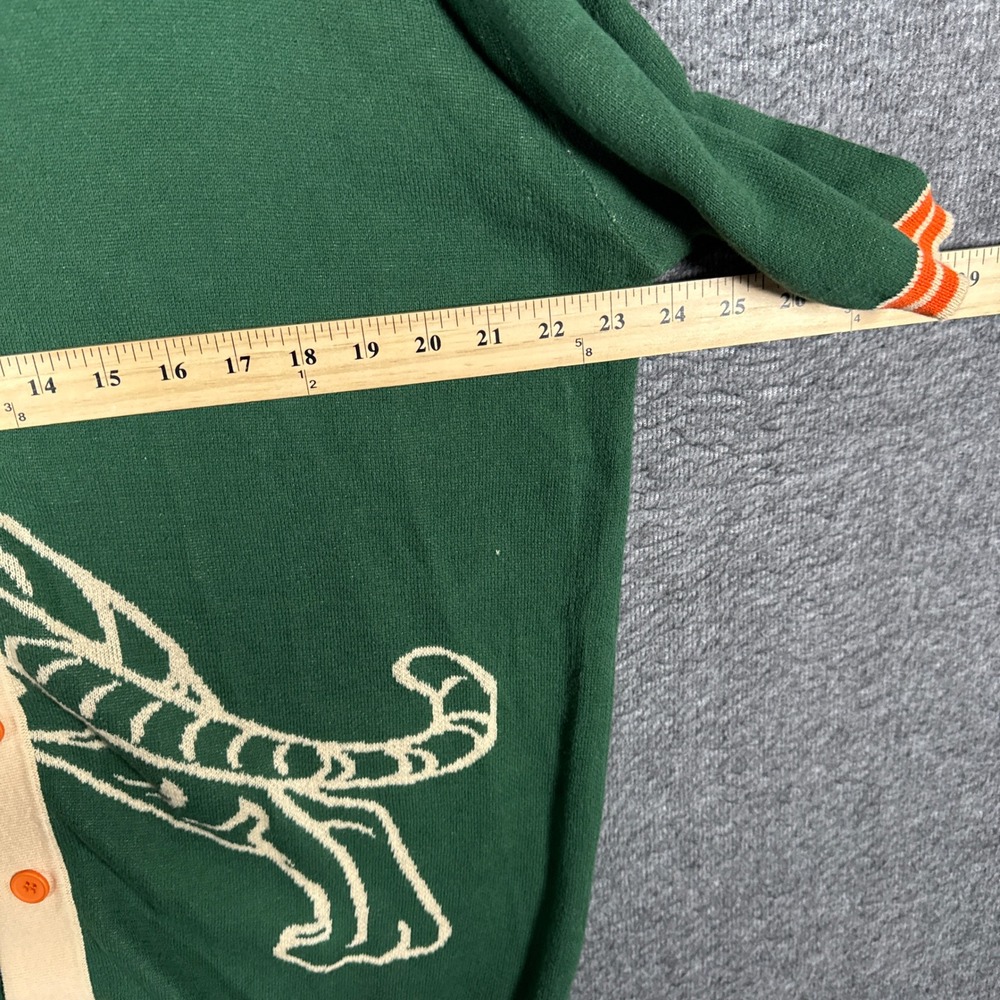 NEW OXKNIT Tiger Knit Shirt Mens XL Green Orange Short Sleeve Button Retro Style - Picture 3 of 6